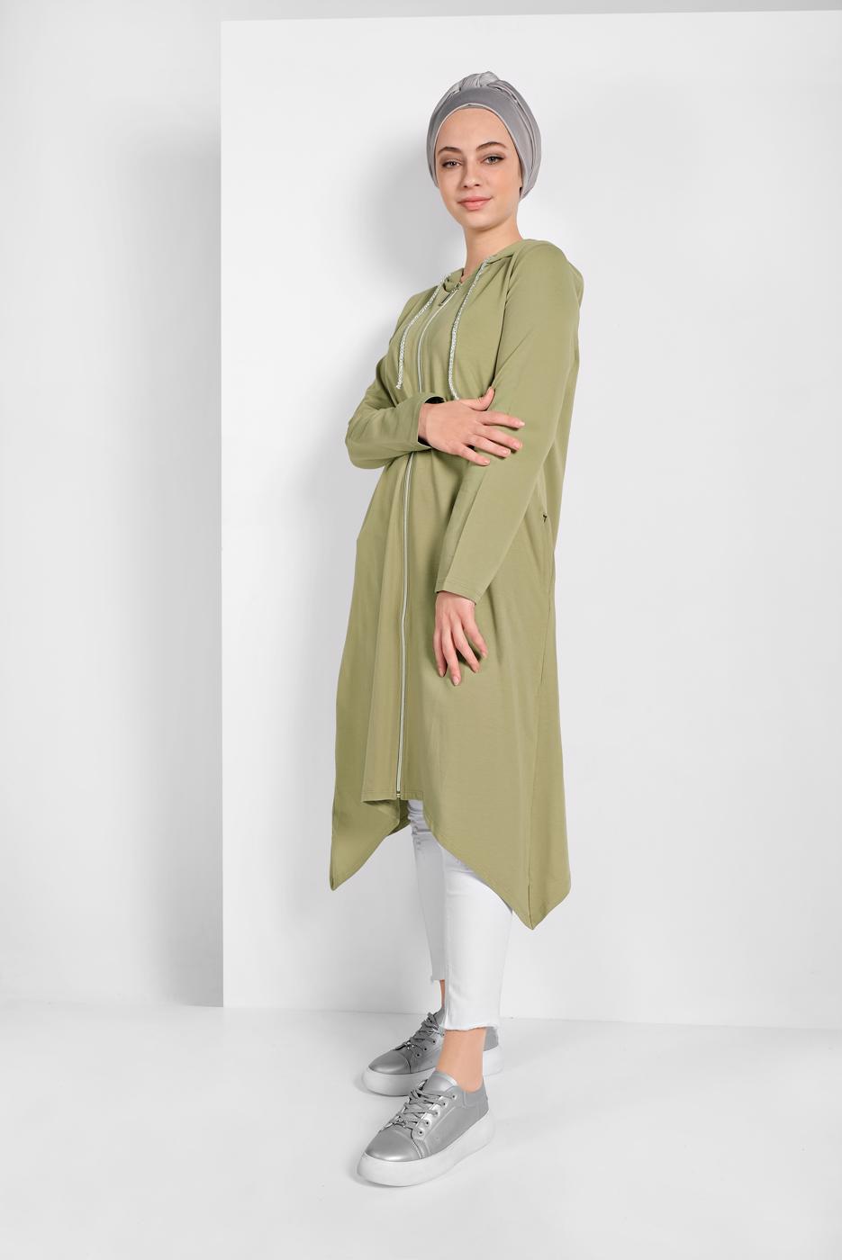 Hijab clothing GREEN ZIPPED SPORT JACKET 5329 