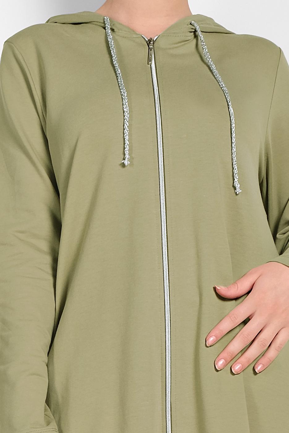 Hijab clothing GREEN ZIPPED SPORT JACKET 5329 