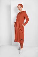 Vêtements hijab BRUN VESTE ZIPPÉE À CAPUCHE 5629 