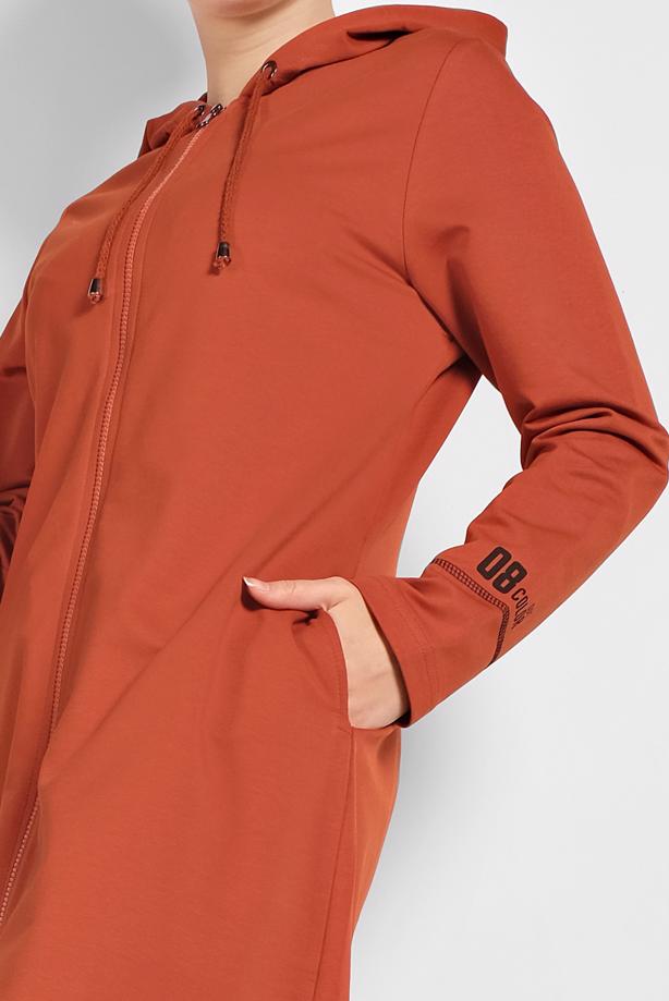 Tesettür giyim KAHVE KAPÜŞONLU CEKET 5629 - TRENDTESETTÜR