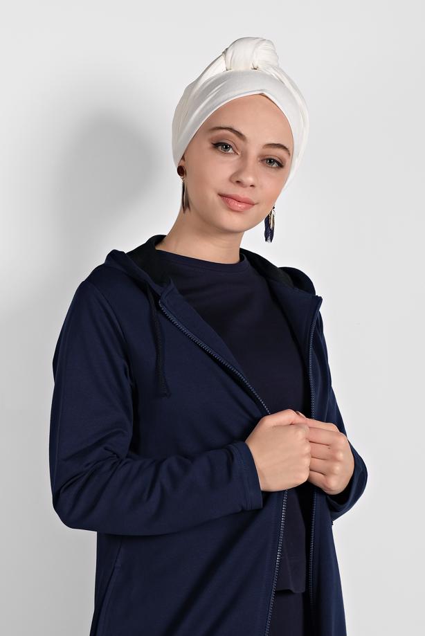 Tesettür giyim LACİVERT KAPÜŞONLU CEKET 5629 - TRENDTESETTÜR