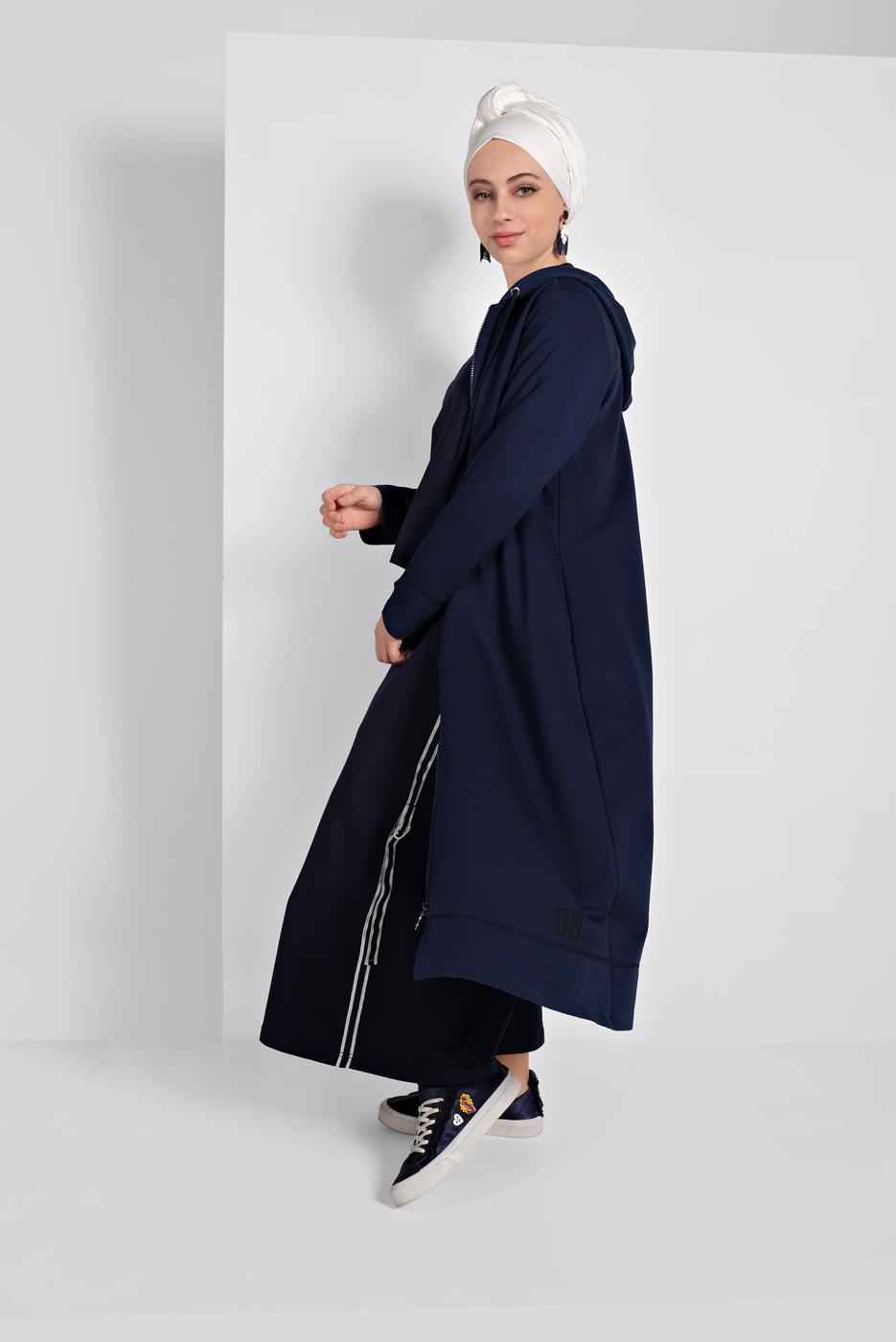 Vêtements hijab BLEU MARINE VESTE ZIPPÉE À CAPUCHE 5629 