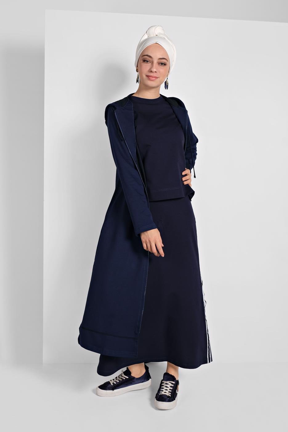 Vêtements hijab BLEU MARINE VESTE ZIPPÉE À CAPUCHE 5629 