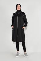 Hijab clothing BLACK ZIPPED HOODED JACKET 6036