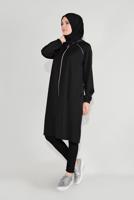 Hijab clothing BLACK ZIPPED HOODED JACKET 6036