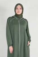 Hijab clothing GREEN ZIPPED HOODED JACKET 6036