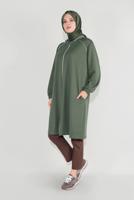 Hijab clothing GREEN ZIPPED HOODED JACKET 6036