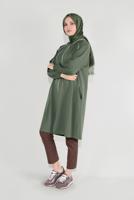 Hijab clothing GREEN ZIPPED HOODED JACKET 6036
