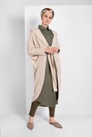 Hijab clothing BEIGE FLOWING TIE-FRONT JACKET 6039 