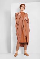 Tesettür giyim KAHVE SALAŞ KESİM BAĞLAMALI CEKET 6039