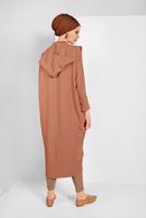 Tesettür giyim KAHVE SALAŞ KESİM BAĞLAMALI CEKET 6039