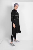 Vêtements hijab NOIR VESTE SPORT EN RÉSILLÉ RAYÉE 6206
