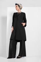 Vêtements hijab NOIR VESTE FLUIDE À BOUTONNÉE 6304 