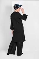 Vêtements hijab NOIR VESTE FLUIDE À BOUTONNÉE 6304 