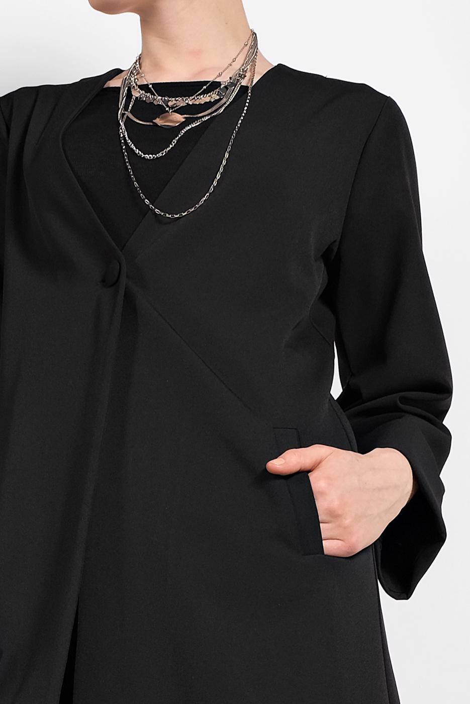 Vêtements hijab NOIR VESTE FLUIDE À BOUTONNÉE 6304 