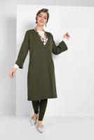 Hijab clothing KHAKI FLOWING BUTTONED JACKET 6304