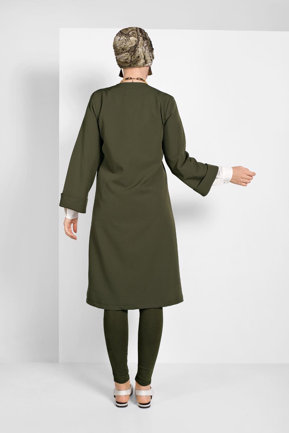 Hijab clothing KHAKI FLOWING BUTTONED JACKET 6304