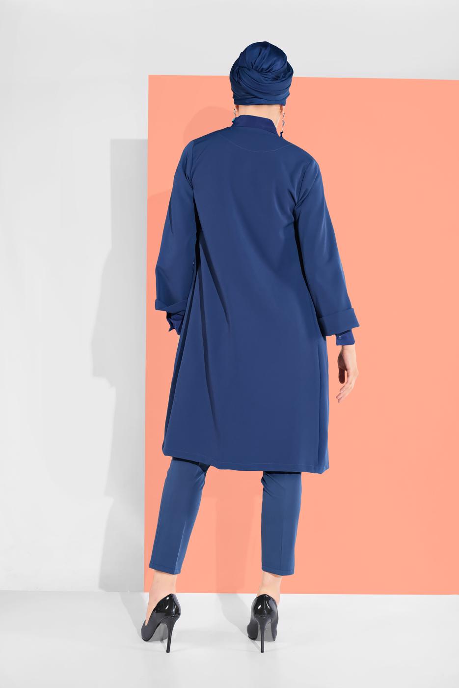 Tesettür giyim LACİVERT GENİŞ KOL DÜĞMELİ CEKET 6304