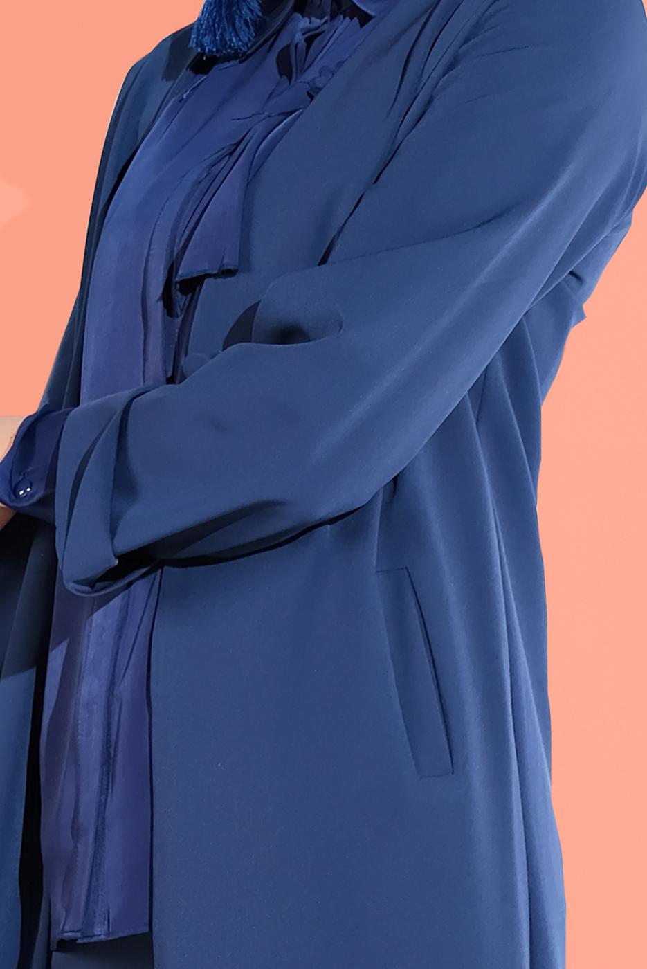 Tesettür giyim LACİVERT GENİŞ KOL DÜĞMELİ CEKET 6304