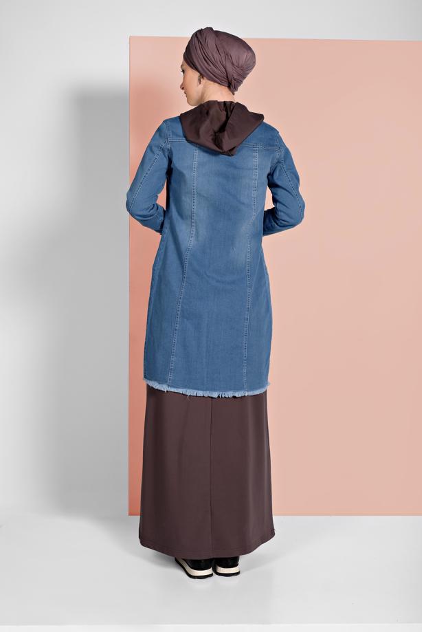 Hijab clothing  FRINGED-HEM DENIM JACKET 6460  - TRENDTESETTÜR