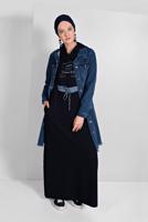 Hijab clothing NAVY BLUE FRINGED-HEM DENIM JACKET 6460 