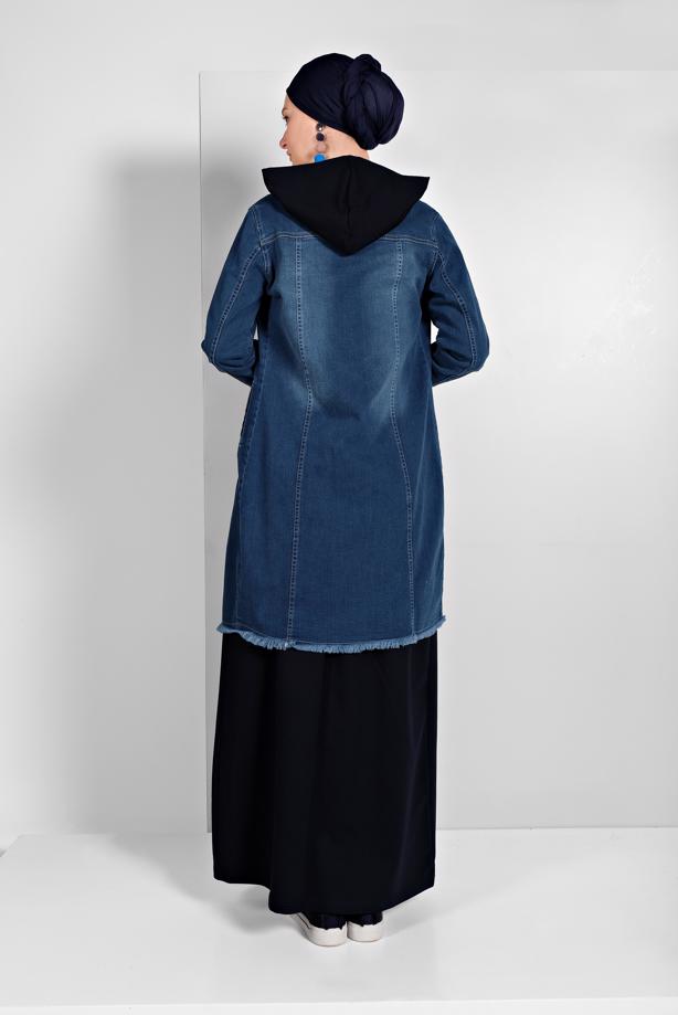 Hijab clothing  FRINGED-HEM DENIM JACKET 6460  - TRENDTESETTÜR
