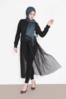 Tesettür giyim SİYAH TÜL DETAYLI CEKET 8116 