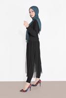 Tesettür giyim SİYAH TÜL DETAYLI CEKET 8116 