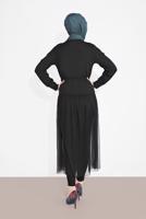 Tesettür giyim SİYAH TÜL DETAYLI CEKET 8116 