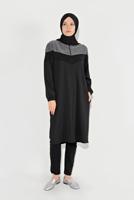 Tesettür giyim SİYAH FERMUARLI EŞOFMAN CEKET 8136