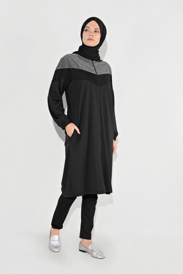 Tesettür giyim SİYAH FERMUARLI EŞOFMAN CEKET 8136 - TRENDTESETTÜR