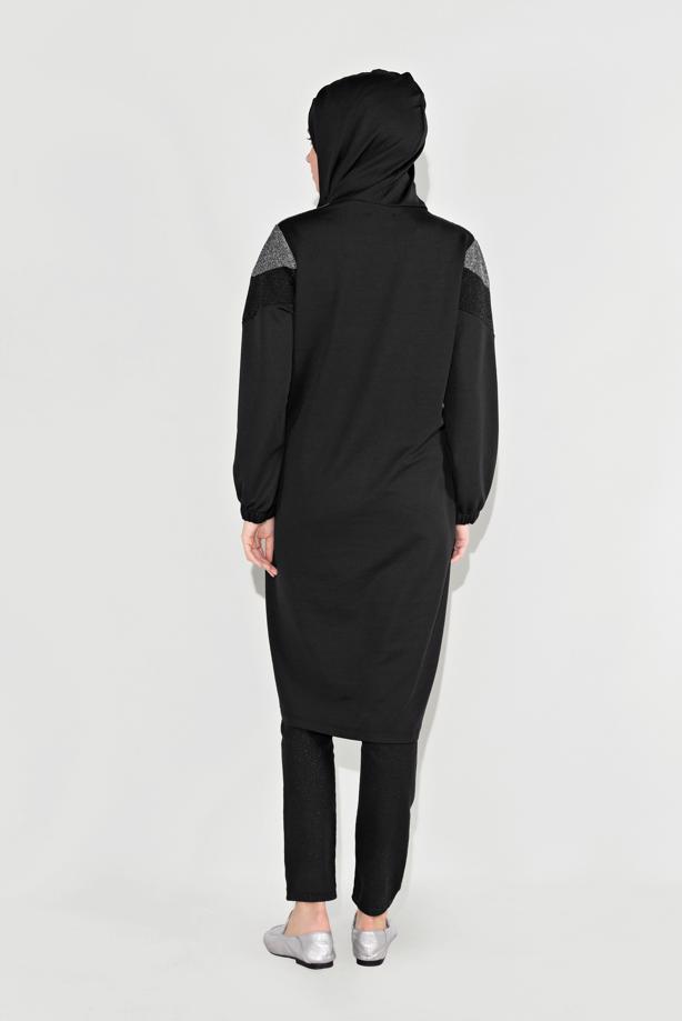 Tesettür giyim SİYAH FERMUARLI EŞOFMAN CEKET 8136 - TRENDTESETTÜR