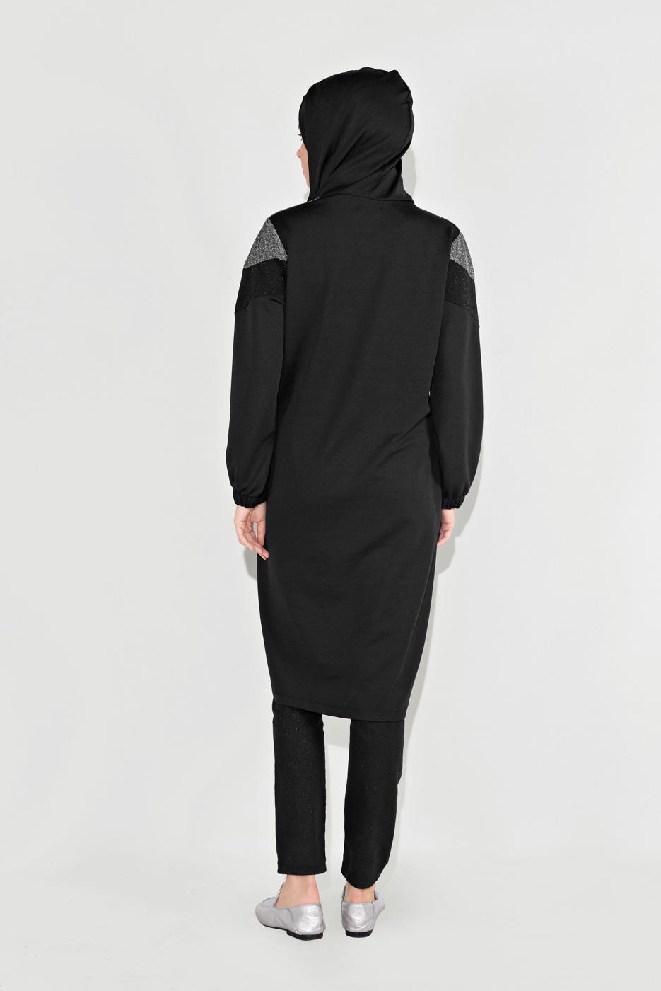 Tesettür giyim SİYAH FERMUARLI EŞOFMAN CEKET 8136