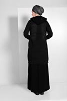 Hijab clothing BLACK FRINGED-HEM DENIM JACKET 8160