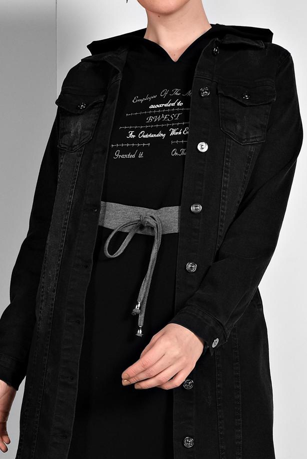 Hijab clothing  FRINGED-HEM DENIM JACKET 8160 - TRENDTESETTÜR