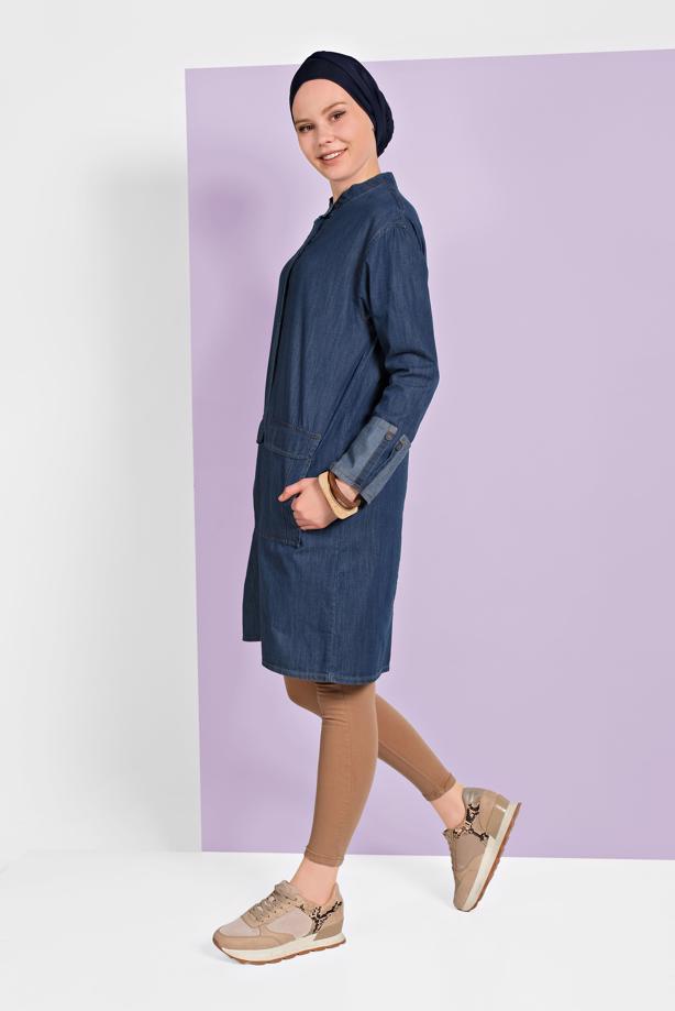 Hijab clothing BLUE DENIM JACKET 9304 - TRENDTESETTÜR