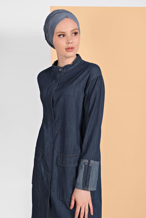 Vêtements hijab BLEU VESTE EN JEAN 9304 - TRENDTESETTÜR