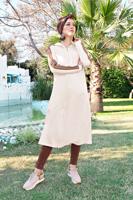 Vêtements hijab CRÈME SURVÊTEMENT RAYÉ À CAPUCHE 9419