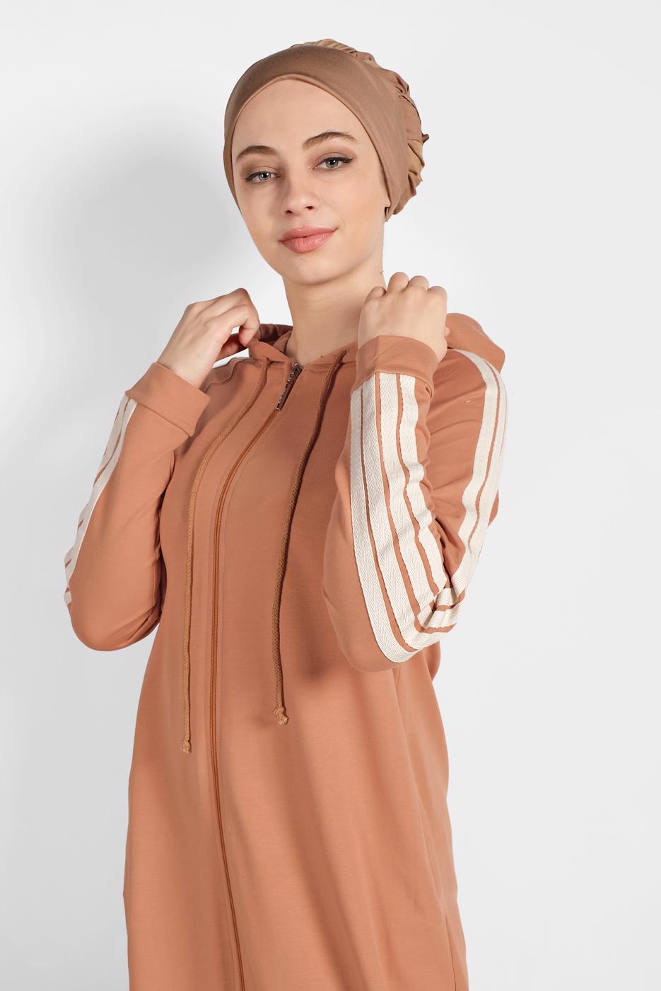 Vêtements hijab BRUN SURVÊTEMENT RAYÉ À CAPUCHE 9419