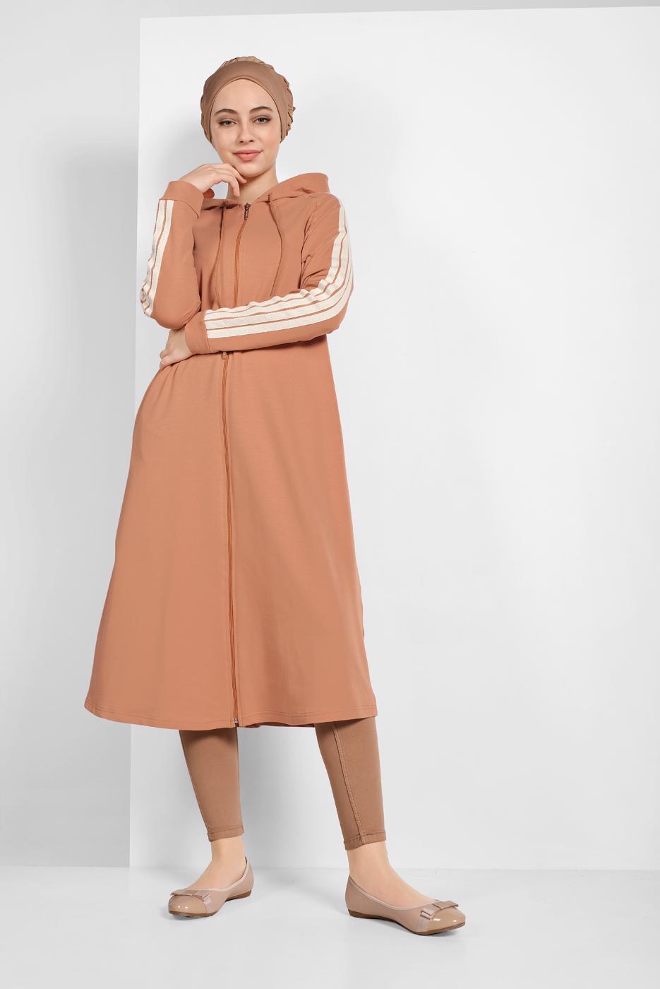 Vêtements hijab BRUN SURVÊTEMENT RAYÉ À CAPUCHE 9419
