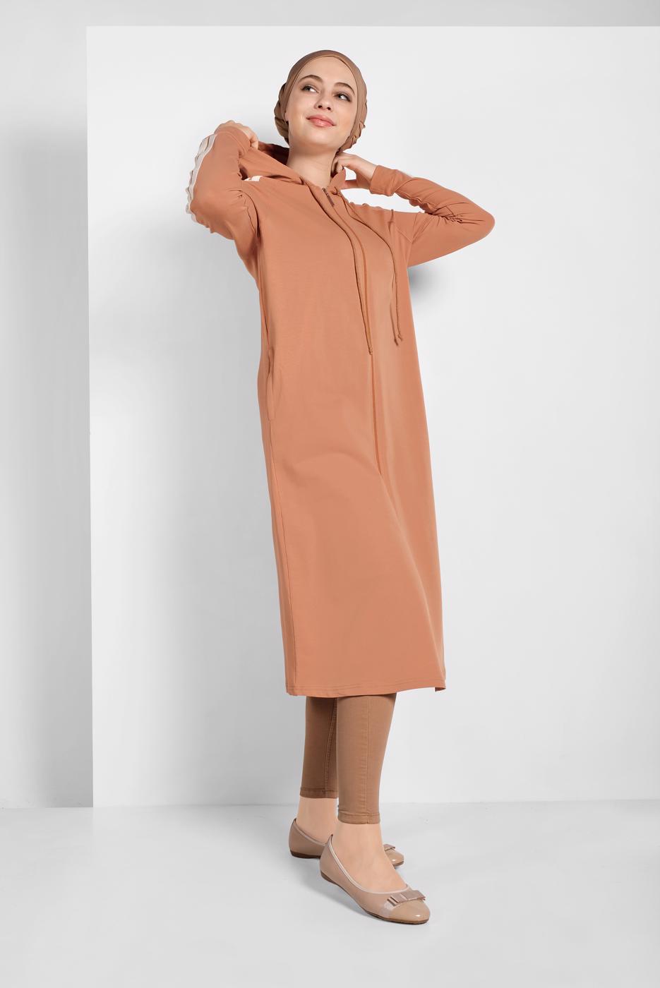 Vêtements hijab BRUN SURVÊTEMENT RAYÉ À CAPUCHE 9419