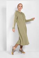 Tesettür giyim YEŞİL ŞERİT DETAYLI KAPÜŞONLU EŞOFMAN CEKET 9419