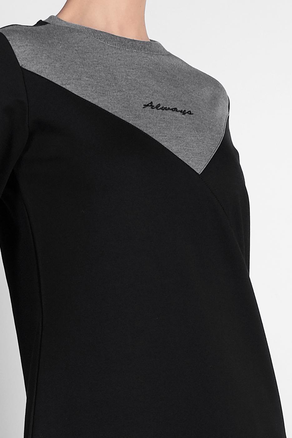 Tesettür giyim SİYAH ÇİZGİ DETAYLI SPOR ELBİSE 0619