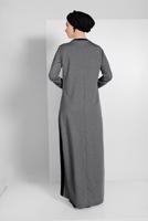 Tesettür giyim GRİ ÇİZGİ DETAYLI SPOR ELBİSE 0619