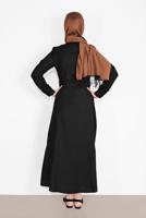 Tesettür giyim SİYAH NAKIŞ İŞLEMELİ ELBİSE 736