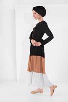 Tesettür giyim SİYAH RENKLİ BELİ KUŞAKLI ELBİSE 0851