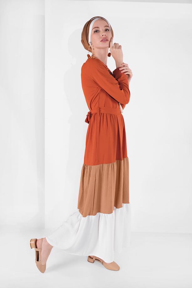 Vêtements hijab  COLORBLOCKED FLOUNCE DRESS 0851  - TRENDTESETTÜR