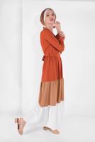 Vêtements hijab BRUN ROBE COLORÉE À VOLANTS 0851 