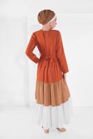 Vêtements hijab BRUN ROBE COLORÉE À VOLANTS 0851 
