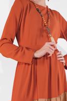 Vêtements hijab BRUN ROBE COLORÉE À VOLANTS 0851 